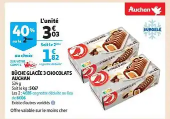 Auchan Bûche glacée 3 chocolats auchan offre