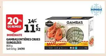 Auchan Gambas entière crues surgelées offre