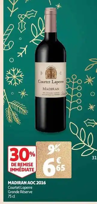 Auchan Madiran aoc 2016 courtet laperre grande réserve offre