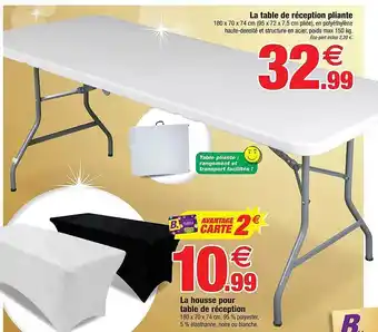 Bazarland La table de réception pliante, la housse pour table de réception offre