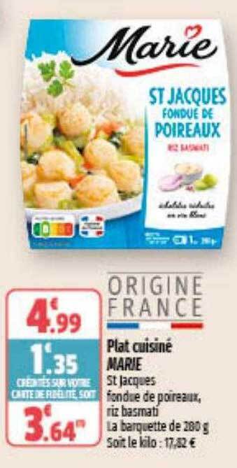 Coccimarket Plat cuisiné marie offre