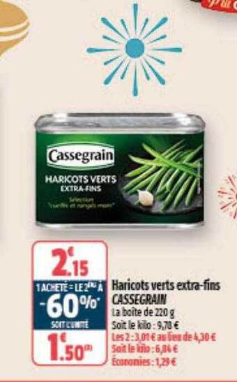 Coccinelle Express Haricots verts extra-fins cassegrain offre
