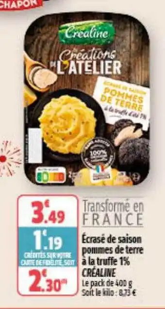 Coccinelle Express Écrasé de saison pommes de terre à la truffe 1% créaline offre