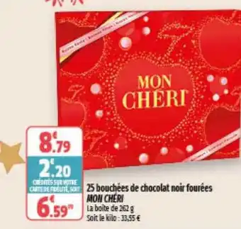 Coccinelle Express 25 bouchées de chocolat noir fourées mon chéri offre