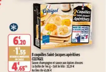 Coccinelle Express 8 coquilles saint-jacques apéritives celtigel sauce champagne et sauce aux épices douces offre