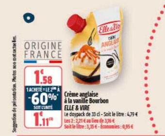 Coccinelle Supermarché Crème anglaise à la vanille bourbon elle & vire offre