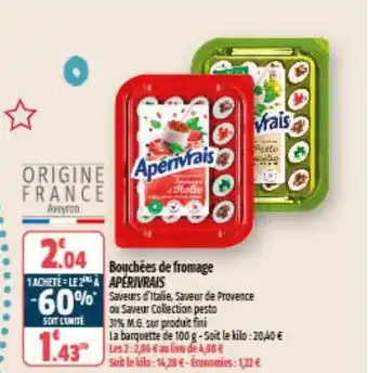 Coccinelle Supermarché Bouchées de fromage apérivrais offre