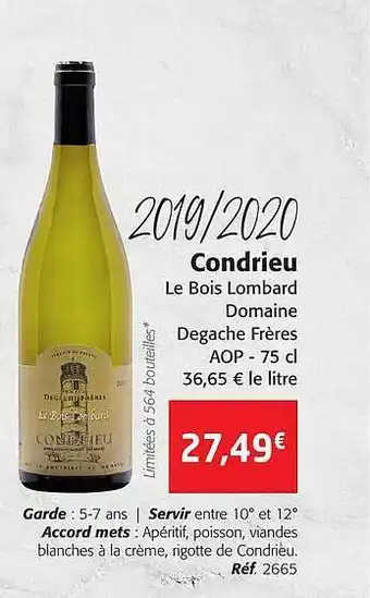 2019-2020 condrieu le bois lombard domaine degache frères
