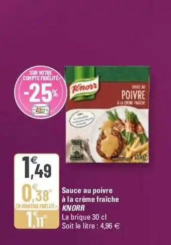 G20 Sauce au poivre à la crème fraîche knorr offre