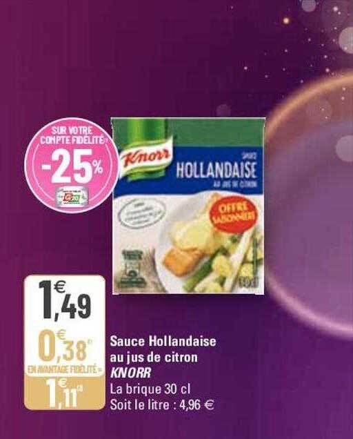 Promo Sauce hollandaise au jus de citron knorr chez G20