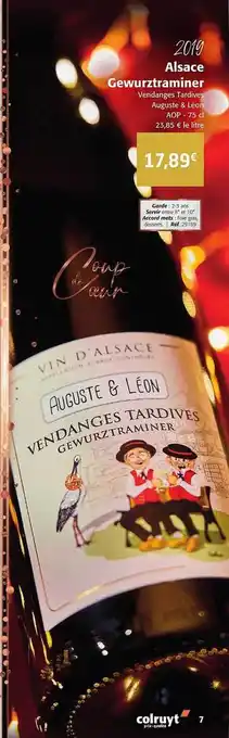 2019 alsace gewurztraminer vendanges tardives auguste & léon
