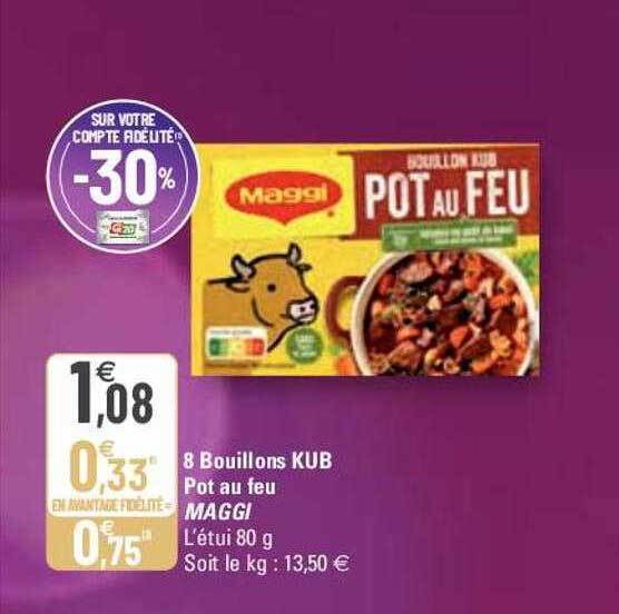 Promo 8 bouillons kub pot au feu maggi chez G20