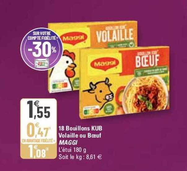 Promo 18 bouillons kub volaille ou bœuf maggi chez G20