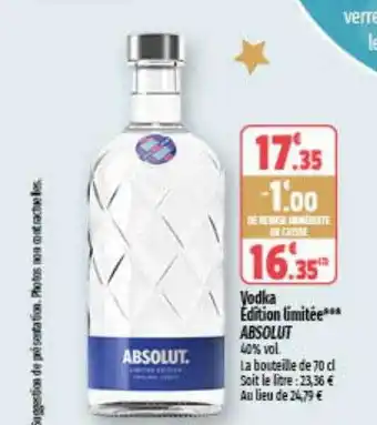 Coccinelle Supermarché Vodka edition limitée absolut offre