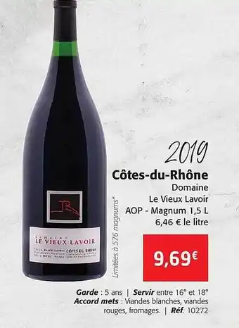 Colruyt 2019 côtes-du-rhône domaine le vieux lavoir offre
