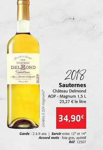 Colruyt 2018 sauternes château delmond aop offre