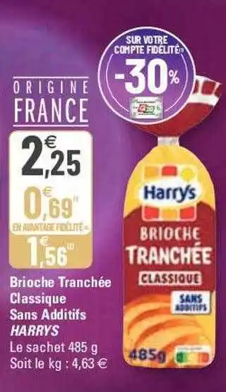 Brioche tranchée classique sans additifs harrys