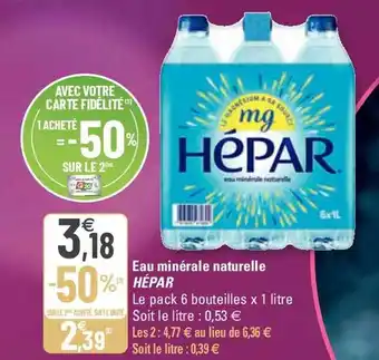 G20 Eau minérale naturelle hépar offre