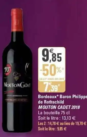 G20 Bordeaux baron philippe de rothschild mouton cadet 2018 offre