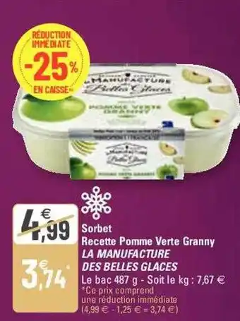 Sorbet recette pomme verte granny la manufacture des belles glaces