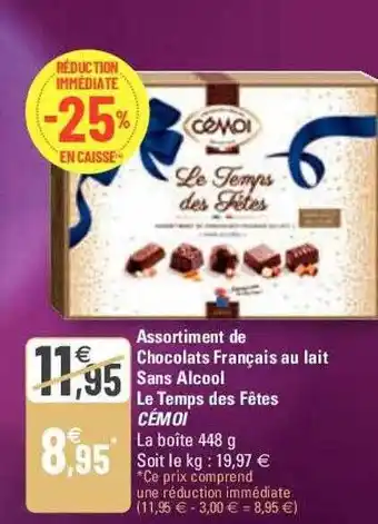 G20 Assortiment de chocolats français au lait sans alcool le temps des fêtes cémoi offre
