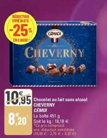 G20 Chocolat au lait sans alcool cheverny cémoi offre