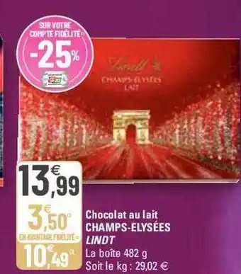 G20 Chocolat au lait champs-élysées lindt offre