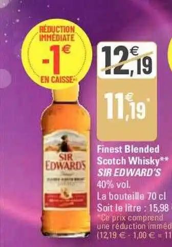 G20 Finest blended scotch whisky sir edward's offre
