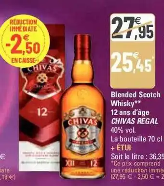 G20 Blended scotch whisky 12 ans d'âge chivas régal offre