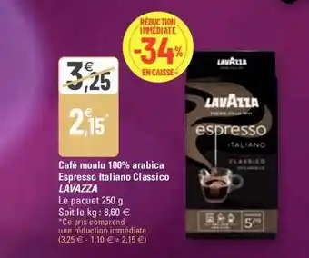 G20 Café moulu 100% arabica espresso italiano classico lavazza offre