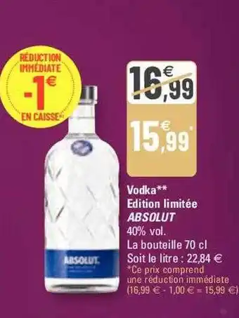 G20 Vodka édition limitée absolut offre