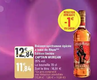 G20 Boisson spiritueuse épicée à base de rhum édition limitée captain morgan offre