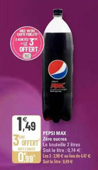 G20 Pepsi max zéro sucres offre