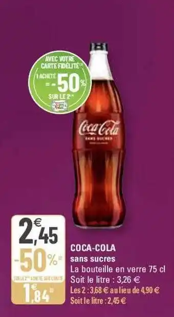 G20 Coca-cola sans sucres offre