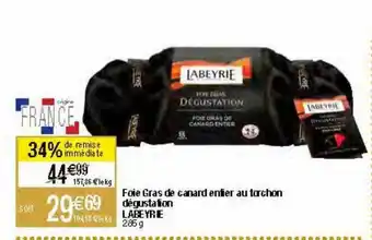 Migros Foie gras de canard entier au torchon dégustation labeyrie offre