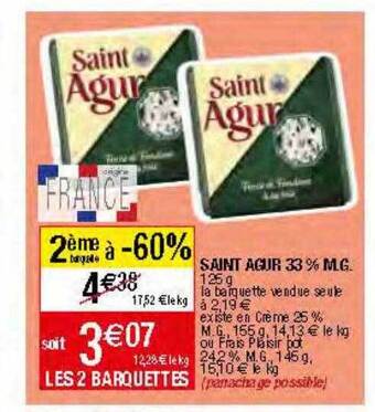 Migros Saint agur 33% m.g. offre