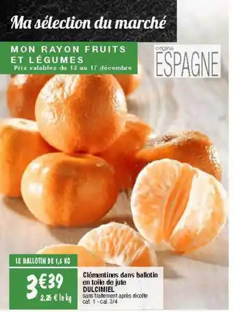 Migros Clémentines dans ballotin en toile de jute dulcimiel offre