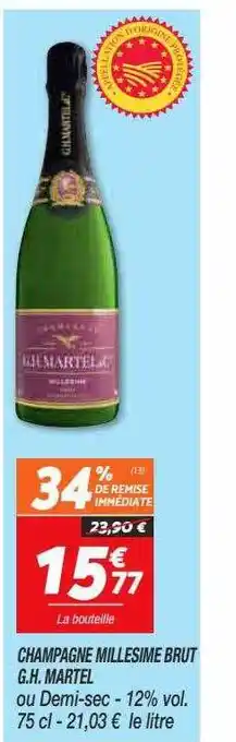 Netto Champagne millesime brut gh martel offre