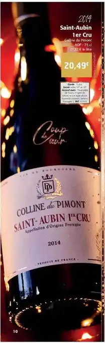 Colruyt Colline de pimont saint-aubin 1er cru 2019 offre
