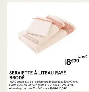 Monoprix Serviette à liteau rayé brodé offre