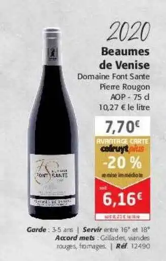 Colruyt 2020 beaumes de venise domaine font sante pierre rougon aop offre