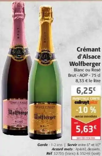 Colruyt Crémant d'alsace wolfberger offre
