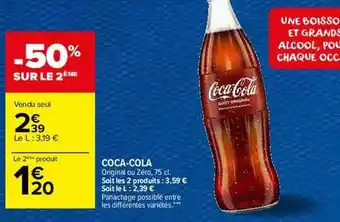 Carrefour Coca-cola original ou zéro offre