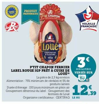 U Express P'tit chapon fermier label rouge igp prêt à cuire de loué offre