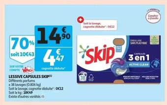 Auchan Lessive capsules skip offre