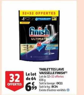 Auchan Tablettes lave vaisselle finish offre