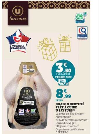 U Express Chapon certifié prêt à cuire u saveurs offre