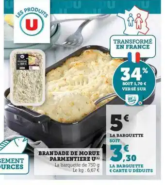 U Express Brandade de morue parmentière u offre