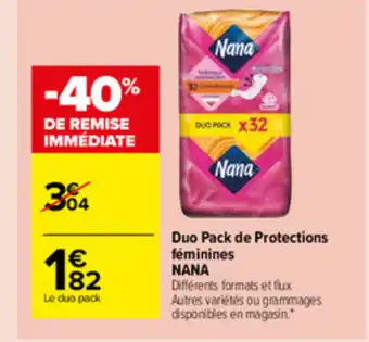 Carrefour Market Duo pack de protections féminines Nana offre