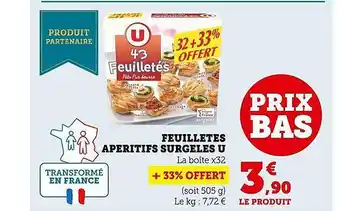 Super U Feuilletés apéritifs surgelés u offre